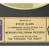Def Leppard On Through The Night RIAA Gold Album Award presented to guitarist Steve Clark - RARE - Record Award