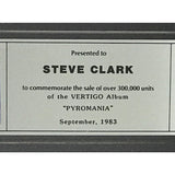 Def Leppard Pyromania CRIA Triple Platinum Album Award presented to guitarist Steve Clark - RARE (Copy) (Copy) - Record Award