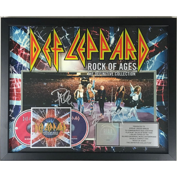 Def Leppard Rock Of Ages Collection RIAA Platinum Award Signed by Joe Elliot Phil Collen & Vivian Campbell - RARE - Record Award