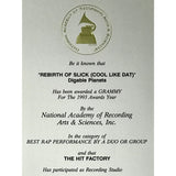 Digable Planets Reachin’ (A New Refutation of Time and Space) RIAA Gold Album Award + Grammy Win Certificate - Record Award