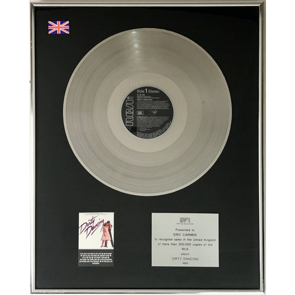 Dirty Dancing Soundtrack 1988 BPI Platinum LP Award presented to Eric Carmen - RARE - Record Award