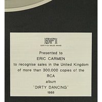 Dirty Dancing Soundtrack 1988 BPI Platinum LP Award presented to Eric Carmen - RARE - Record Award