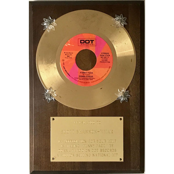 Donna Fargo Funny Face 1972 Dot Records 45 Award - Record Award