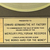 Donna Summer She Works Hard For The Money RIAA Gold Album Award - Record Award