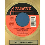 Donna Summer ’This Time I Know It’s For Real’ RIAA Gold Single Award - Record Award