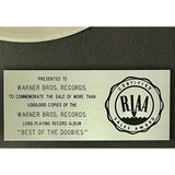 Doobie Brothers Best Of The Doobies RIAA Platinum Album Award - Record Award
