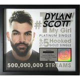 Dylan Scott ’My Girl’ & ’Hooked’ RIAA 500M Streams Digital Award - Record Award