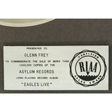Eagles Live RIAA Platinum Album Award presented to Glenn Frey - RARE - Record Award