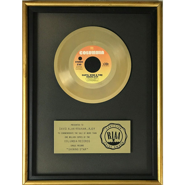 Earth Wind & Fire ’Shining Star’ RIAA Gold Single Award - Record Award