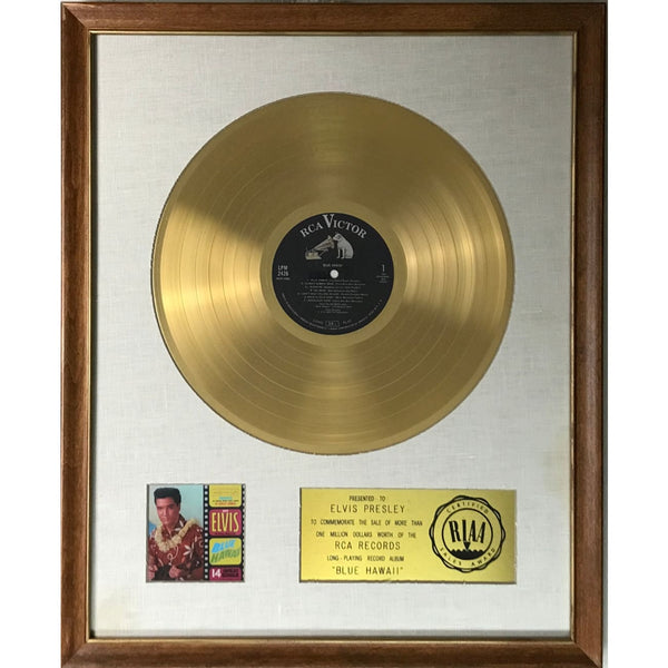 Elvis Presley Blue Hawaii RIAA Gold Album Award presented to Elvis Presley- RARE - Record Award