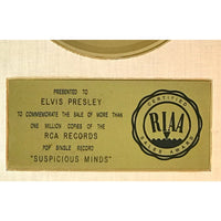 Elvis Presley ’Suspicious Minds’ RIAA Gold 45 Award presented to Elvis Presley- RARE - Record Award