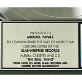 Faith No More The Real Thing RIAA Platinum Album Award - Record