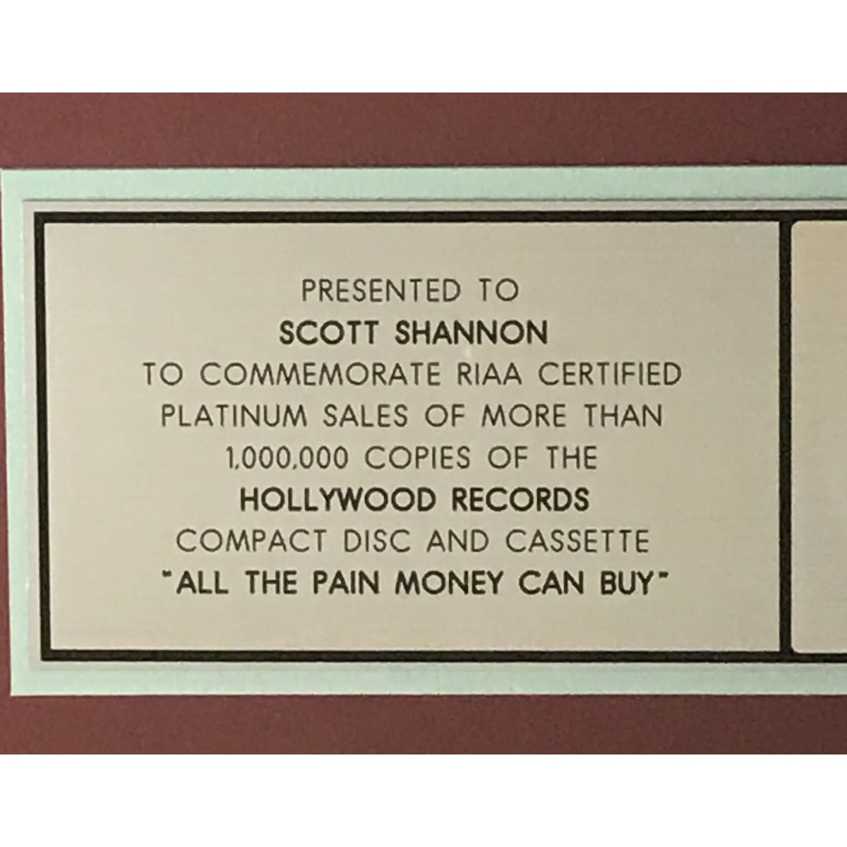 musicgoldmine.com - Fastball All The Pain Money Can Buy RIAA Platinum ...