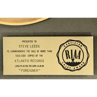 Foreigner debut RIAA Gold Album Award - Record Award