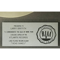 Foreigner Head Games RIAA Platinum Album Award - Record