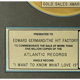 Foreigner ’I Want To Know What Love Is’ RIAA Gold Single Award - Record Award