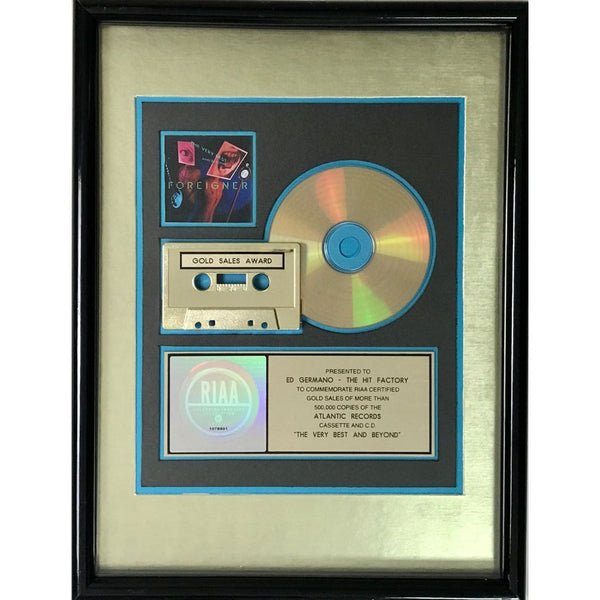 Foreigner The Very Best And Beyond RIAA Gold Album Award - Record Award
