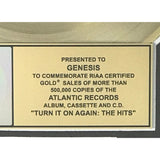 Genesis Turn It On Again: The Hits RIAA Gold Album Award presented to/signed by Genesis #66/75 - NEW sealed - Record Award