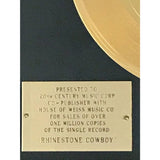 Glen Campbell ’Rhinestone Cowboy’ 1975 Disc Award Ltd - RARE - Record Award