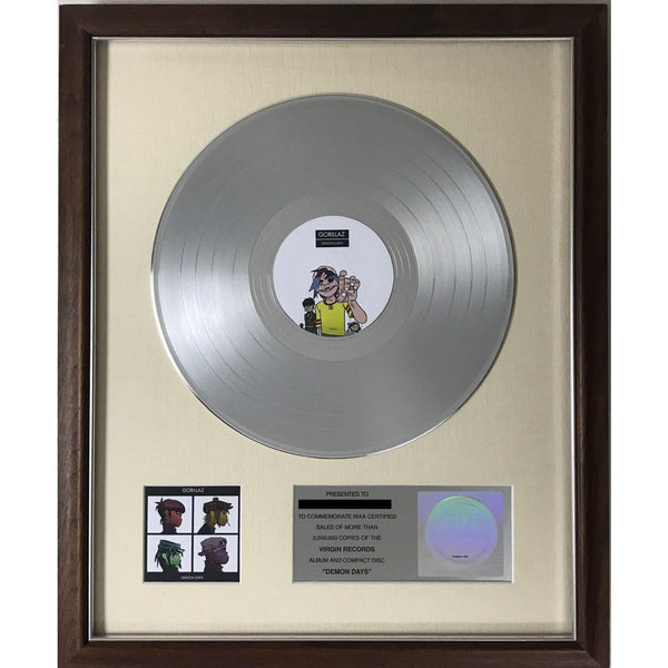 Gorillaz Demon Days RIAA 2x Multi-Platinum Album Award - Record Award