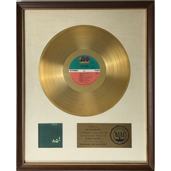 Graham Nash and David Crosby RIAA Gold Album Award - RARE - Record Award