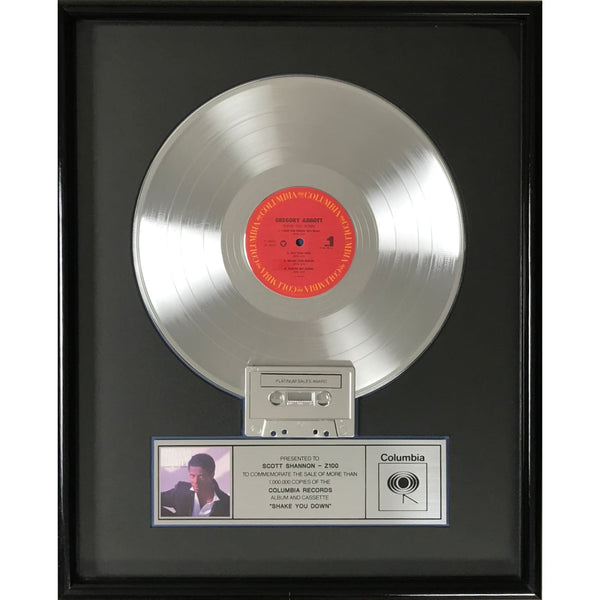 Gregory Abbott Shake You Down Columbia Records Album Award - Record Award