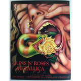 Guns N’ Roses & Metallica Original 1992 Oakland Concert Poster - Music Memorabilia