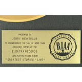 Harry Chapin Greatest Stories - Live RIAA Gold Album Award - Record Award