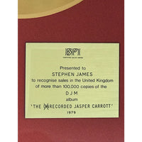 Jasper Carrott The Unrecorded Jasper Carrott 1979 BPI Gold LP Award - Record Award