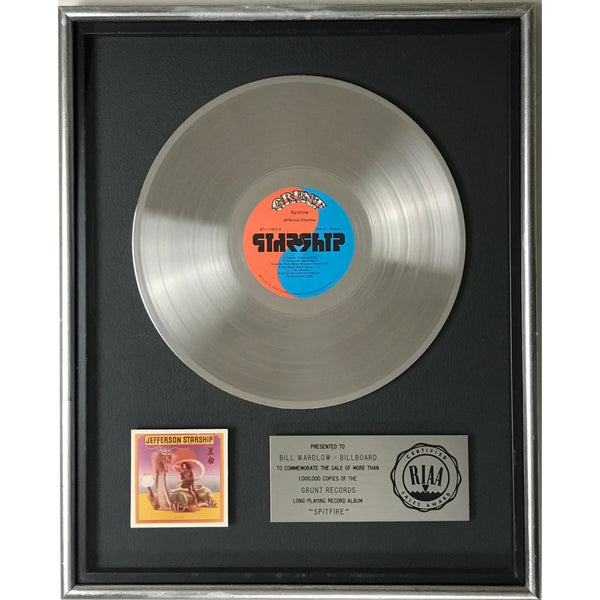 Jefferson Starship Spitfire RIAA Platinum LP Award - Record Award