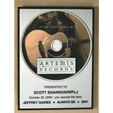 Jeffrey Gaines Always Be Artemis Records award signed by Gaines - Record Award
