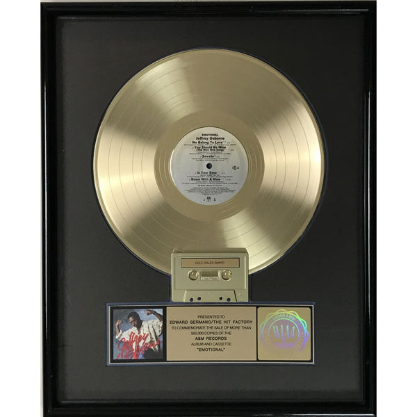 Jeffrey Osborne Emotional RIAA Gold Album Award - Record Award