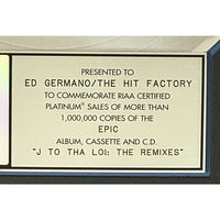 Jennifer Lopez J To Tha L-O! The Remixes RIAA Platinum Album Award - Record Award