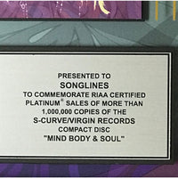 Joss Stone Mind Body & Soul RIAA Platinum Album Award - Record Award