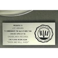 KISS Rock And Roll Over RIAA Platinum LP Award - Record Award