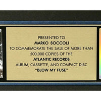 Kix Blow My Fuse RIAA Gold Album Award - Record Award