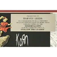 Korn Follow The Leader RIAA 2x Multi-Platinum Album Award - Record Award
