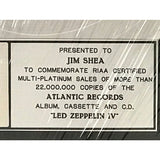 Led Zeppelin IV RIAA 22x Multi-Platinum Album Award- NEW sealed - Record Award