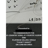 Lee Brice ’I Don’t Dance’ Music Notation Award signed by - Record
