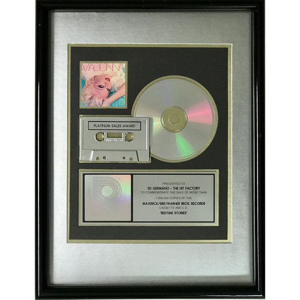Madonna Bedtime Stories RIAA Platinum Album Award - Record Award
