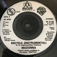 Madonna ’Erotica’ 7’’ Vinyl 45 Record 1992 UK W0138 EXC - Media