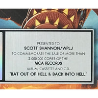 Meat Loaf Bat Out Of Hell II RIAA 2x Multi-Platinum Album Award - Record Award