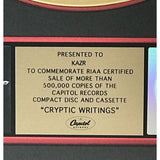 Megadeth Cryptic Writings RIAA Gold Album Award - Record Award