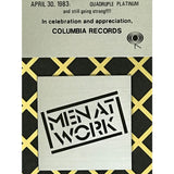 Men At Work Business As Usual Columbia Records Award - Record Award