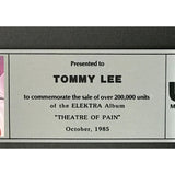 Mötley Crüe Theatre Of Pain 2x Platinum WEA Records Award presented to & signed by Tommy Lee - RARE - Record Award