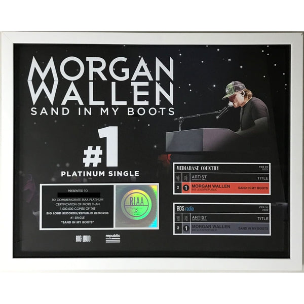 Morgan Wallen ’Sand In My Boots’ RIAA Platinum Single Award - Record