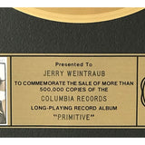 Neil Diamond Primitive RIAA Gold Album Award - Record Award
