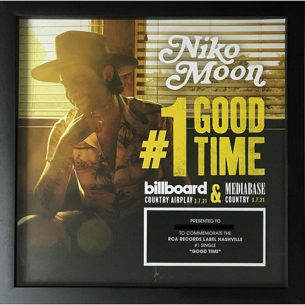 Niko Moon ’Good Time’ #1 Single RCA Label Award - Record Award