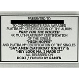Panic! at the Disco Pray For The Wicked RIAA Platinum Album/Singles Award - Record Award