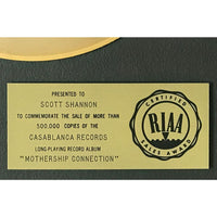 Parliament Mothership Connection RIAA Gold Album Award - Record Award